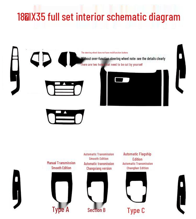 Carbon Fiber Interior Stickers for Hyundai IX35 (18 Models) - Central Control & Shift Decor