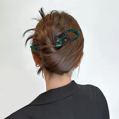 Horquilla Francesa para Mujer Mecanismo de Bloqueo de Doble Muesca Pinza para el Cabello Giros Sujetador Seguro Palillo para el Cabello Accesorio para Peinar