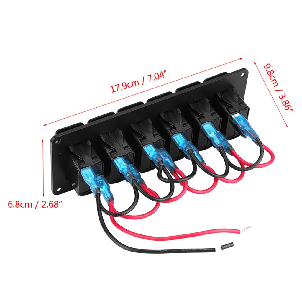 12 24V 6 Gang Rocker Switch Panel for Car RV Boat Yacht Marine