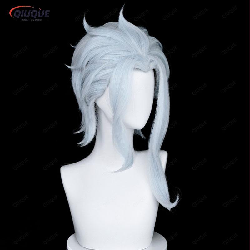 Oyun Etkisi Fatui Cosplay Doktor II Dottore Cosplay Peruk 30cm Kısa Isıya Dayanıklı Saç Parti Anime Perukları + Peruk Bonesi