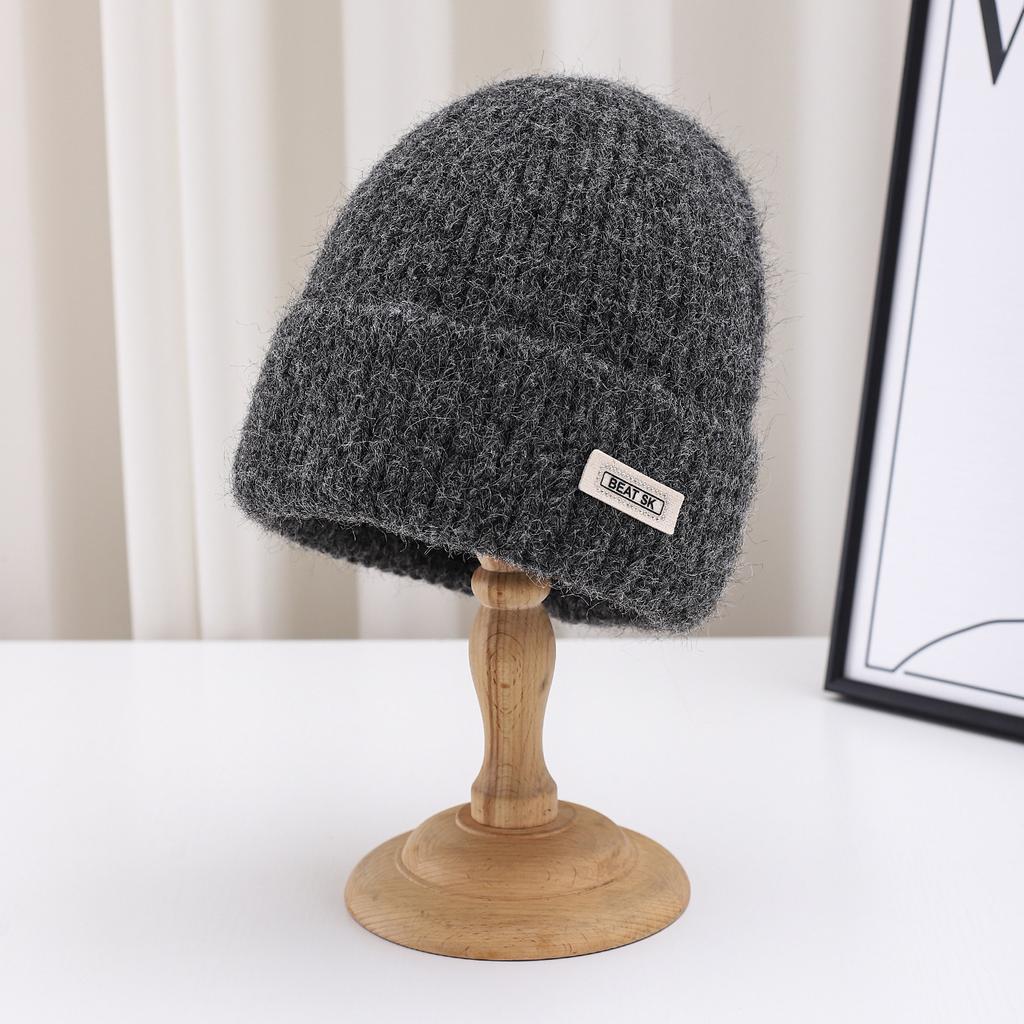 Small Face Warm Wool Hat Female Tide Autumn And Winter Versatile Letter Men Thickened Knitted Hat Cold Hat