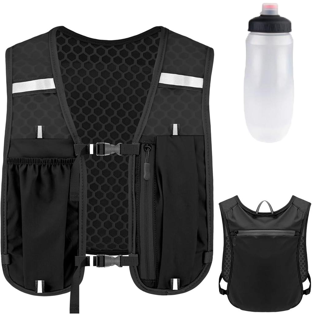 Running Hydrating Vest with 500ml Kettle, Adjustable Chest Strap, Light and Breathable, Suitable for Marathon Jogging and Riding, Can Store Mobile Ph