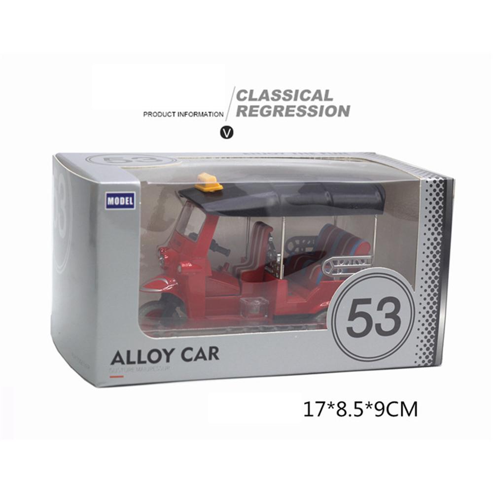 

Тайская трехколесная игрушка с откидным механизмом, модель автомобиля Tuk Tuk TAXI из сплава с высокой имитацией, игрушка для детей, подарки Size:12*5.5*8cm красный