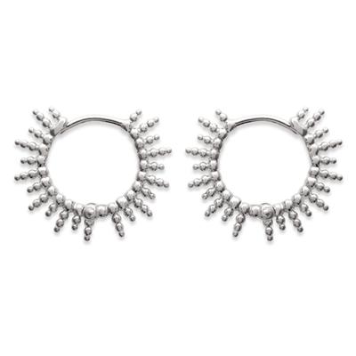 [R3633] - Vergoldete 'Cleopatra' Creolen in Rhodiumsilber (Sonne) - 22mm 5mm