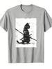 Interesting Unisexs Retro UkiyoE Style Samurai Cat Theme Cotton TShirt Japanese Cat Samurai Art Print ShortSleeved Shirt