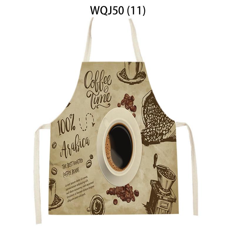Coffee Hamburger Printed Kitchen Aprons for Adult Kids Household Linen Bib Fruits Vegetables Cooking Baking Apron Cleaning Tool