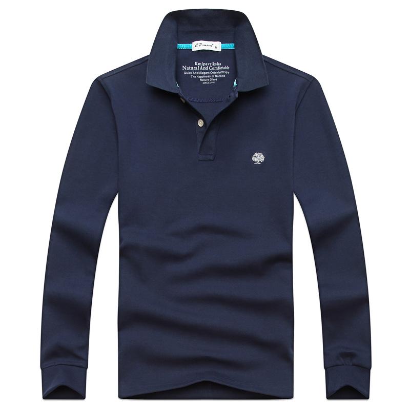 24 Jesień/Zima Plus Size Jednokolorowa Koszulka z Długim Rękawem i Kołnierzykiem Wykładanym dla Mężczyzn