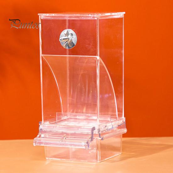 Transparent Acrylic Bird Feeder Automatic No-Mess Bird Cage Feeder Large Capacity Parrot Feeder Anti-Spill Bird Feeder for Canaries Budgies Finches