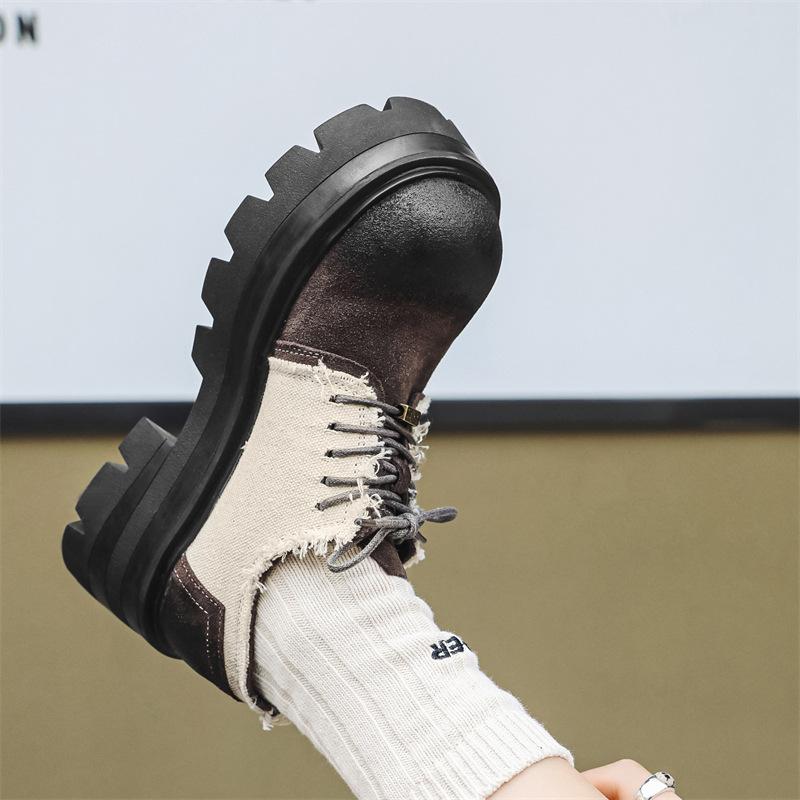 Shoes Men's and Women's 2025 New Casual Leather Shoes Summer Breathable Business Shoes Trendy Brand Platform Derby Shoes 5774-J
