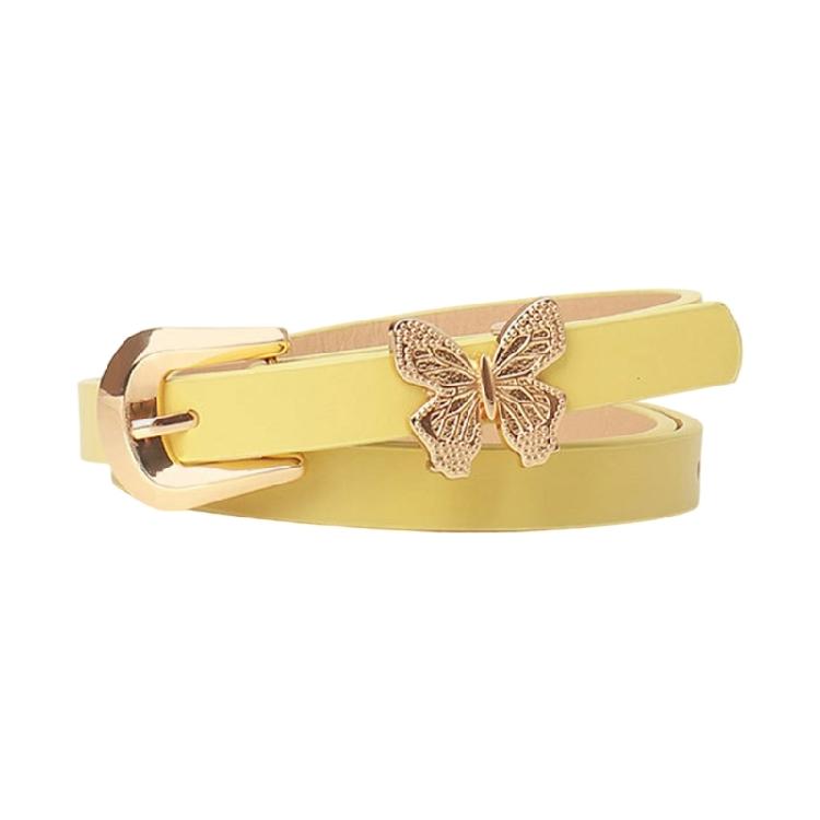 Lovely Butterfly Adorned PU Waist Belt Vibrant Color Waist Cinching Band Waist Girdle for Daily or Special Occasion