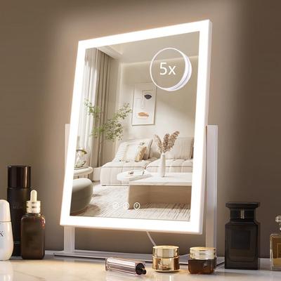 Makeup Mirror, LED Makeup Mirror, 5X Magnification, 3 Color Lighting Modes, Bedroom Bathroom 360 ° Rotating Desktop Makeup Mirror