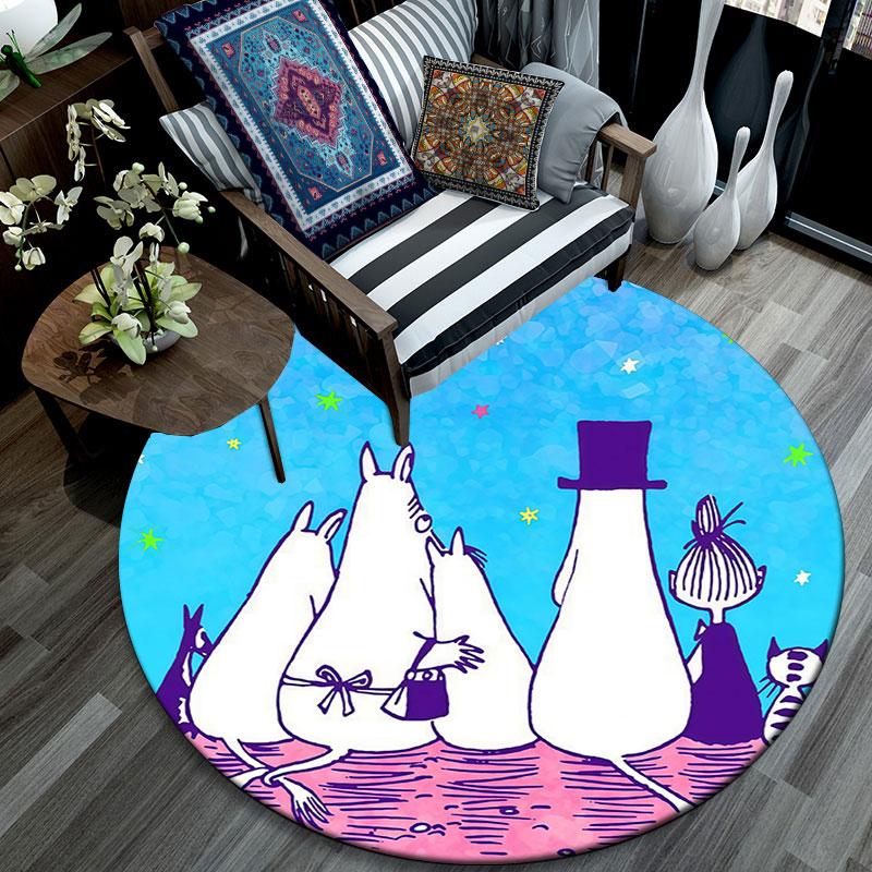 Moomin2,Round Area Rug,Carpet Rug for Living Room Bedroom Sofa Playroom Decor,Non-slip Floor Mat