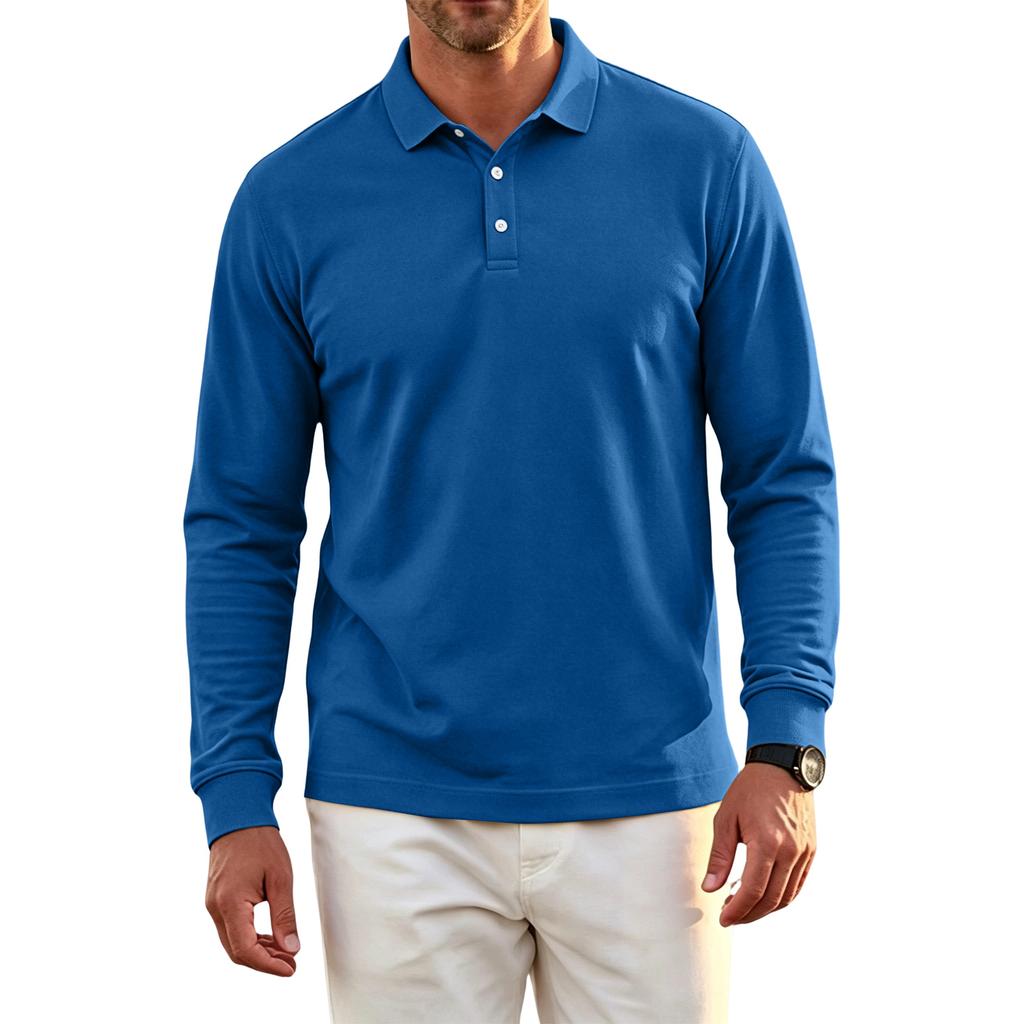 Herren Langarm Golf Poloshirt Schnelltrocknend Atmungsaktives Netzgewebe Lässiges Leichtes Golfshirt mit Knopfkragen Geeignet für Outdoor-Sportarten