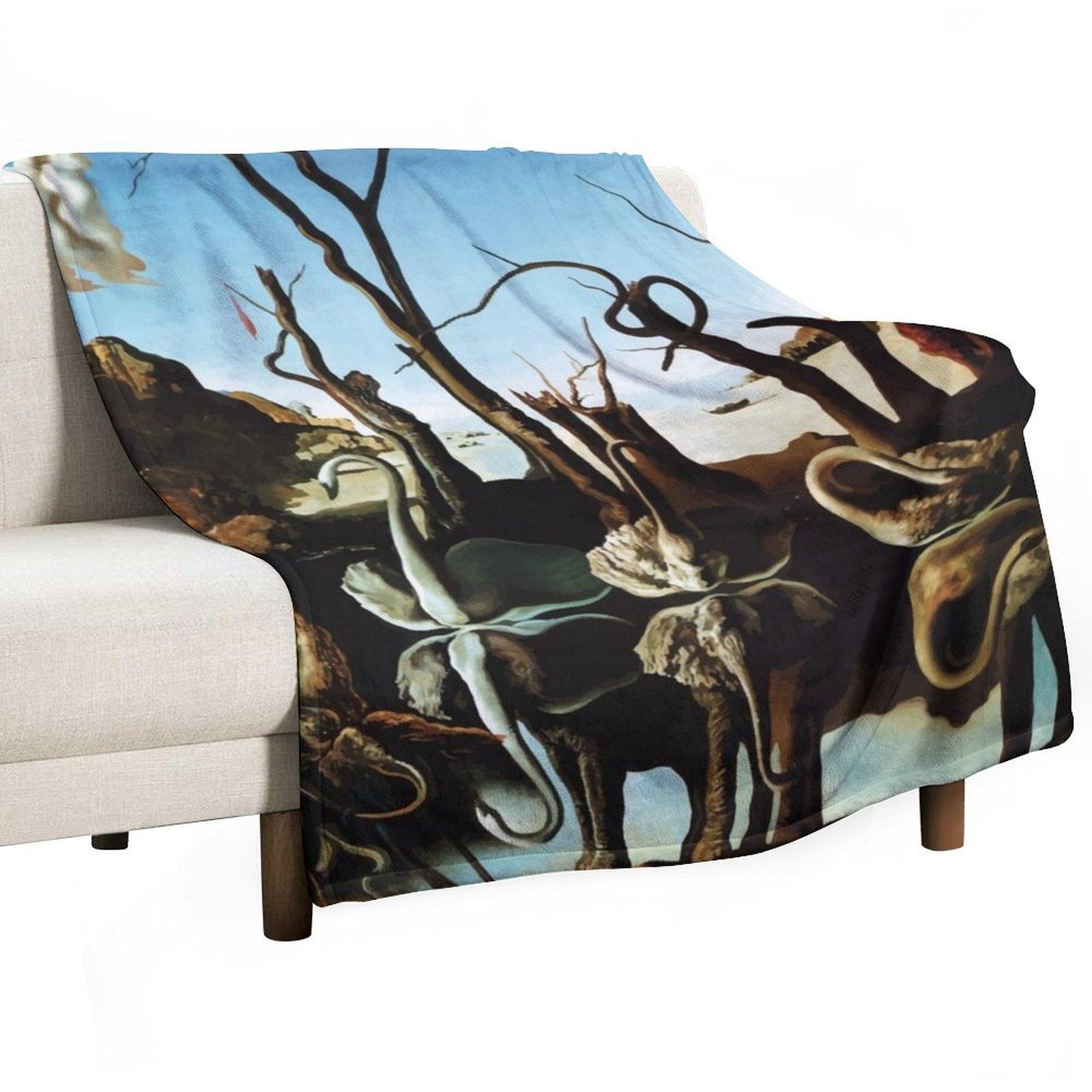 Salvador Dali | Swans Reflecting Elephants Throw Blanket Comforter Thermal Heavy manga Blankets 30x40in