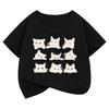 Cute Black Cat Graphic Kids Tshirts Summer Short Sleeve Tees Cartoon Animal Boys Girls Clothes Kawaii Tops Y2K Children Tshirt