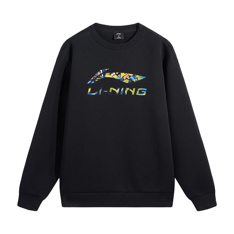 Li-Ning Letter Logo Printed Round Neck Pullover Sweatshirt And Comfortable Long Pants Set Men sweatshirt set AWDVH35-1+AKLUE31-1