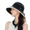 New summer hat women's high-end sunscreen sun hat solid color versatile bucket hat travel visor