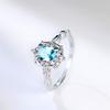 Luxury Female Crystal Light Blue Zircon Stone Square Engagement Ring Vintage Silver Color Wedding Jewelry For Women