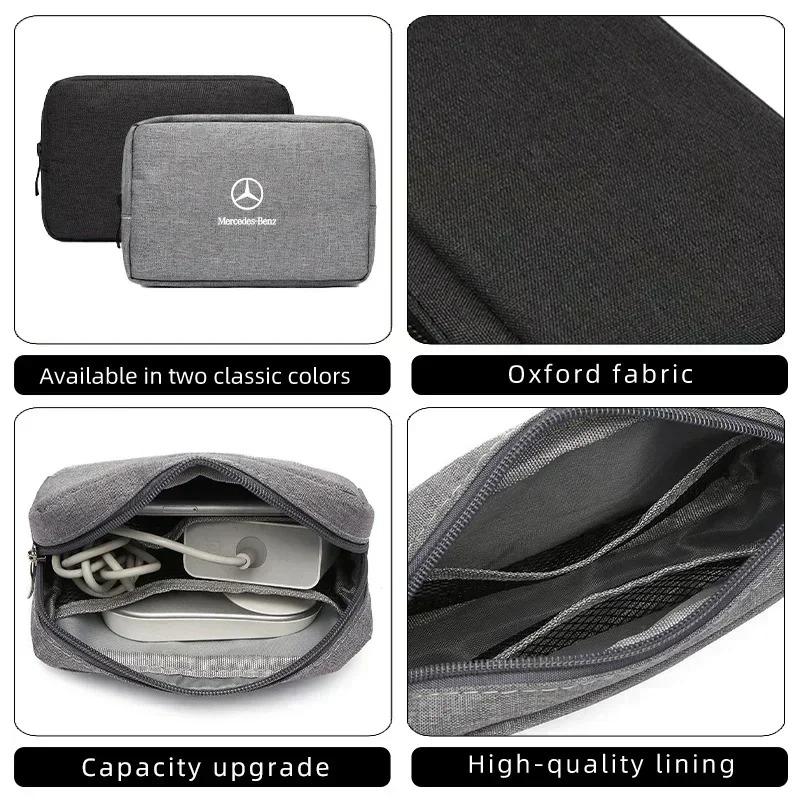 CRU1 Car Digital Storage Bag USB Data Cable Organizer For Mercedes Benz AMG A B C E S Class A180 CLK CLA GLE W212 C200 C300 W204 W205