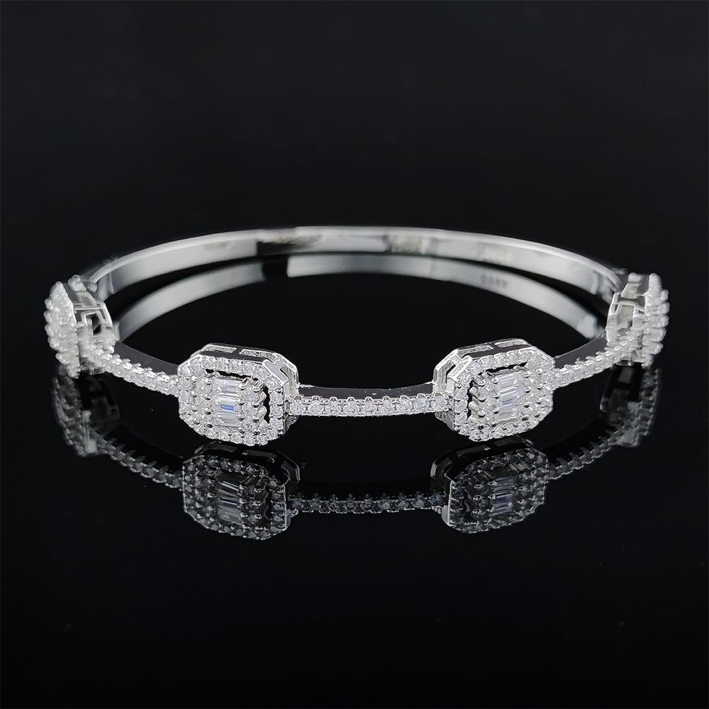 

Moonso Arrival Luxury Rectangle Bracelet Bangle for Women Anniversary Gift Jewelry Wholesale S7292 белый