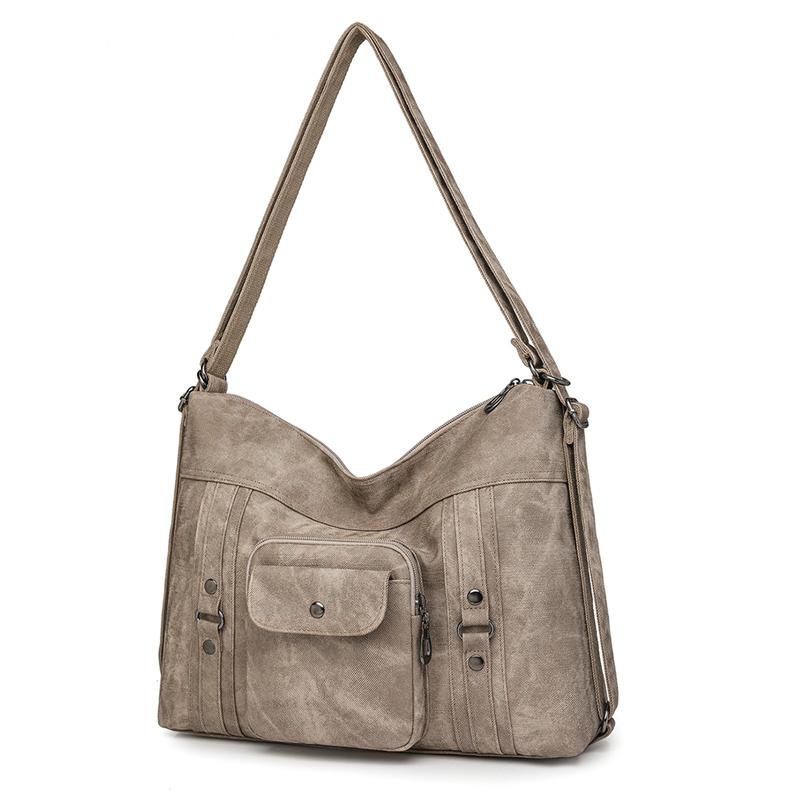 Fashionable Women's Handbag with Large Capacity Soft Leather  Simple Shoulder Bag Multiple Pockets Vintage Handbag Multi-functional Backpack