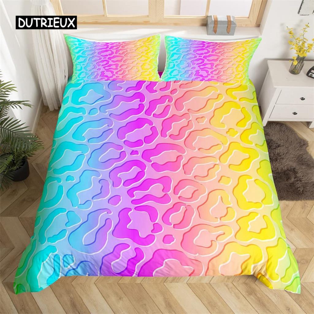 3D Leopard Print Duvet Cover Wild Animal Skin Comforter Cover Microfiber Zebra Stripes Bedding Set Queen For Kids Adults Bedroom