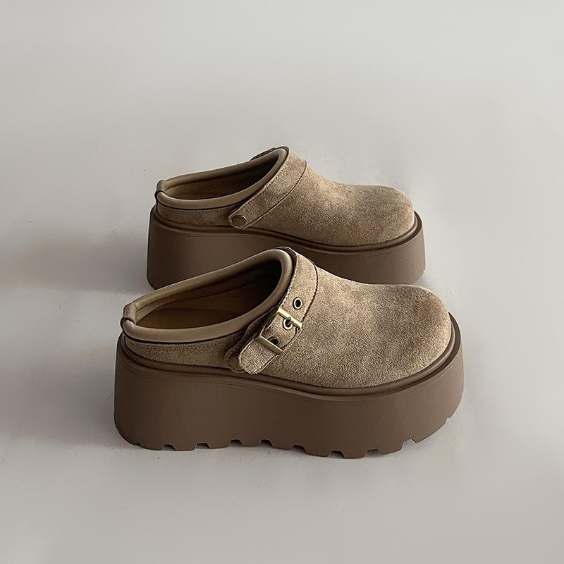 

Ретро маленькие тапочки в стиле Мори, женская обувь, весна 2025, новые тапочки-мюли на толстой подошве-маффин с закрытым носком, тренд 40