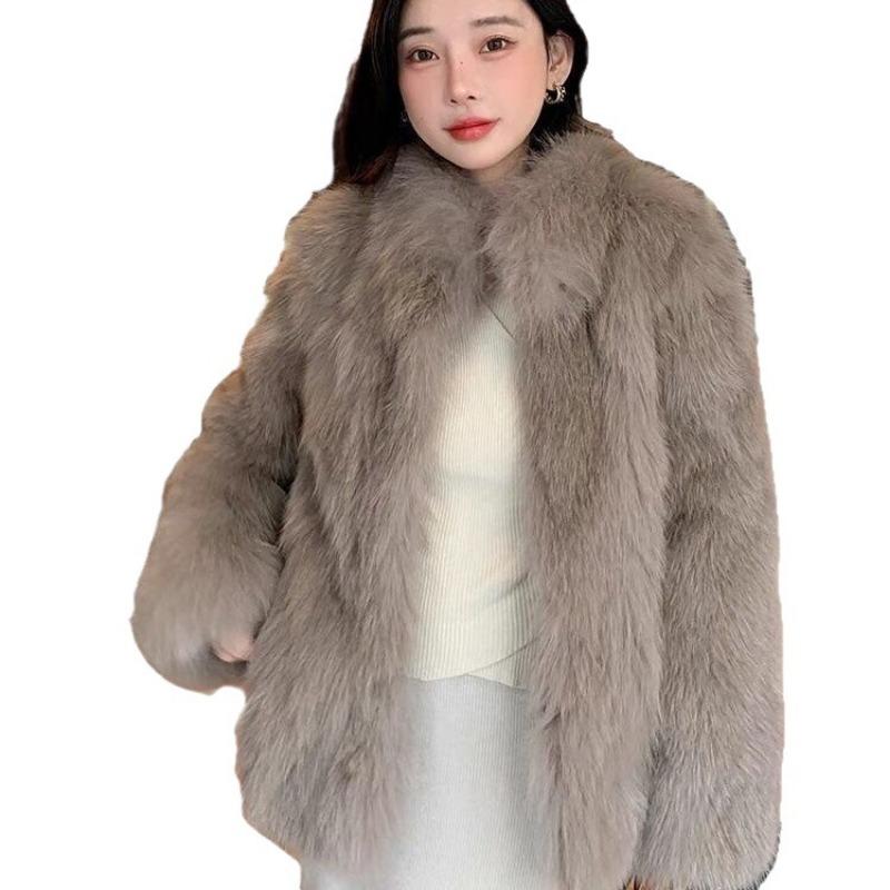 Fur Jacket Women's Light New Imitation Fox Hair Short Stand-up Collar Warm Wool Coat Cotton Coat Winter