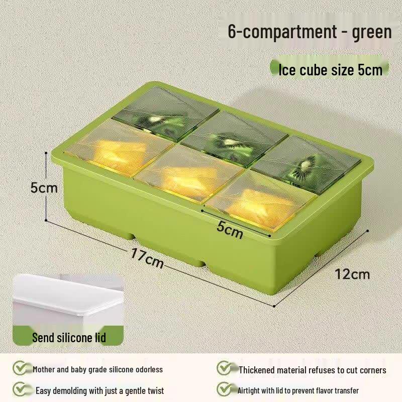 Food-Grade Silicone Large Ice Cube Mold with Lid