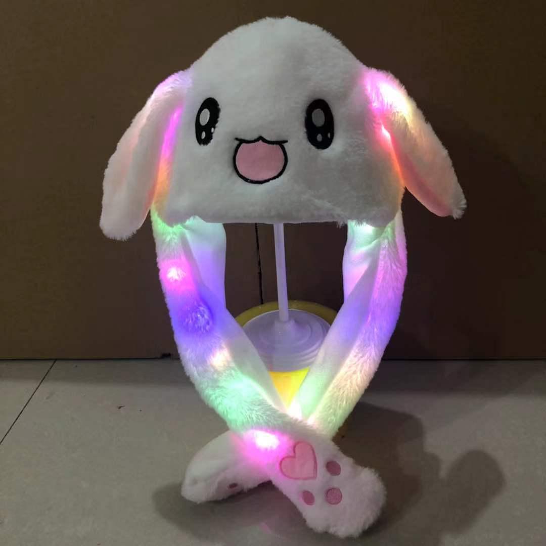 Luminous Squeeze Ear Moving Rabbit Hat for Kids - Popular Douyin Style Upgraded Large with Lights