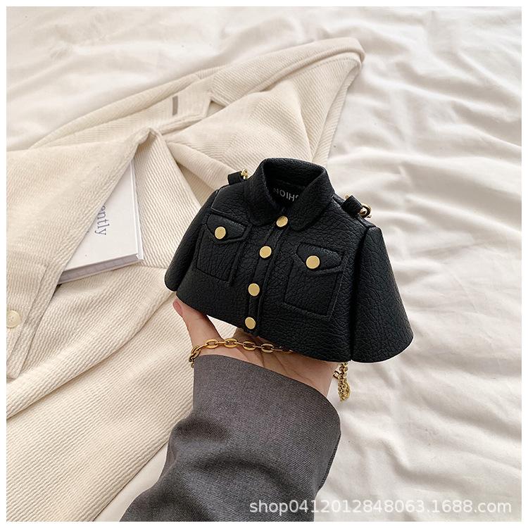 

Fashion mini clothes bag 2025 new trendy foreign niche design chain messenger bag Internet celebrity personalized mouth red envelope чёрный