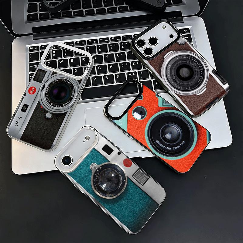 Vintage Classic Camera Pattern Soft Phone Case for iPhone 15 16 17 Pro Max 17Air 16E 14 Plus 13 12 Mini Shockproof Cover Back Sh