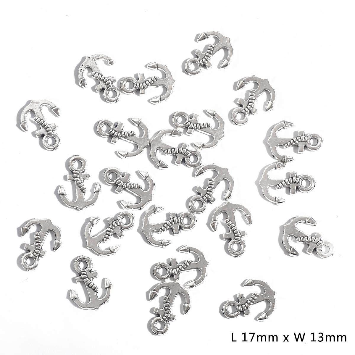 

10-50 шт. тибетское серебро, смешанные стили, лунная сливовая башня, якорь, подвески, подвески, ювелирные изделия «сделай сам», аксессуары для изготовления ожерелья, браслета 02 13×17mm 20pcs серебряный