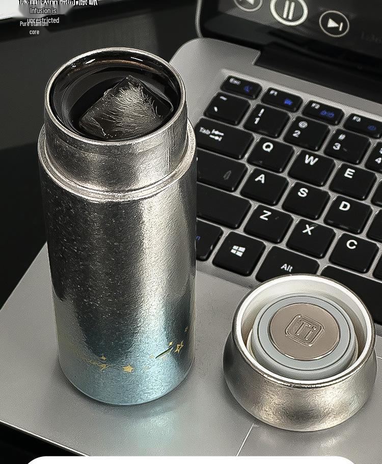 Compact Pure Titanium Tea Thermos for Girls – Stylish Pocket-Sized Cup