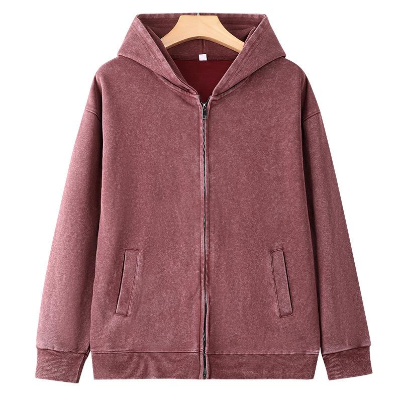 2025 Vintage Washed 350g Zipper Hoodie Cardigan for Autumn/Winter XXL