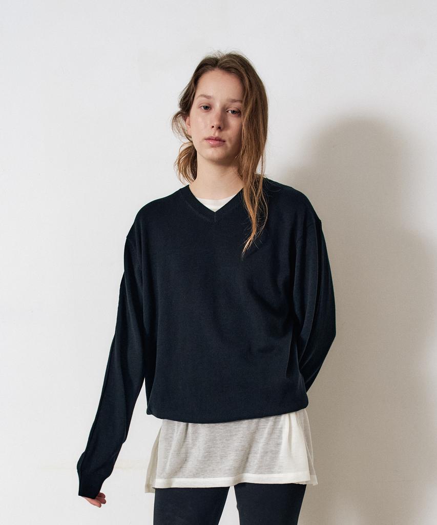 EZIO WOMEN W Essential V-Neck Knit_Black