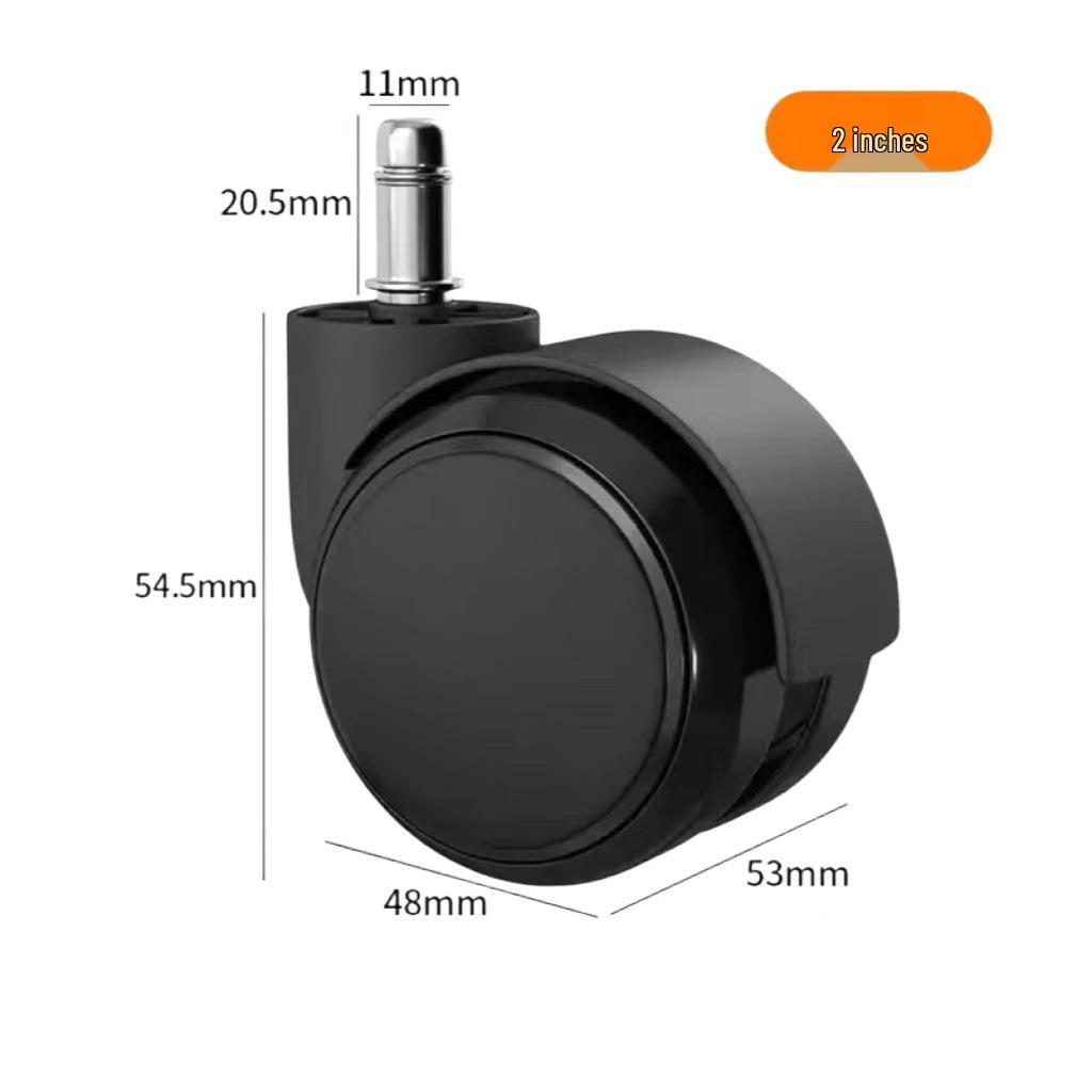 2-Inch Silent PU Office Chair Casters for Executive and Boss Chairs - Thickened Swivel with Circlip Universal Design