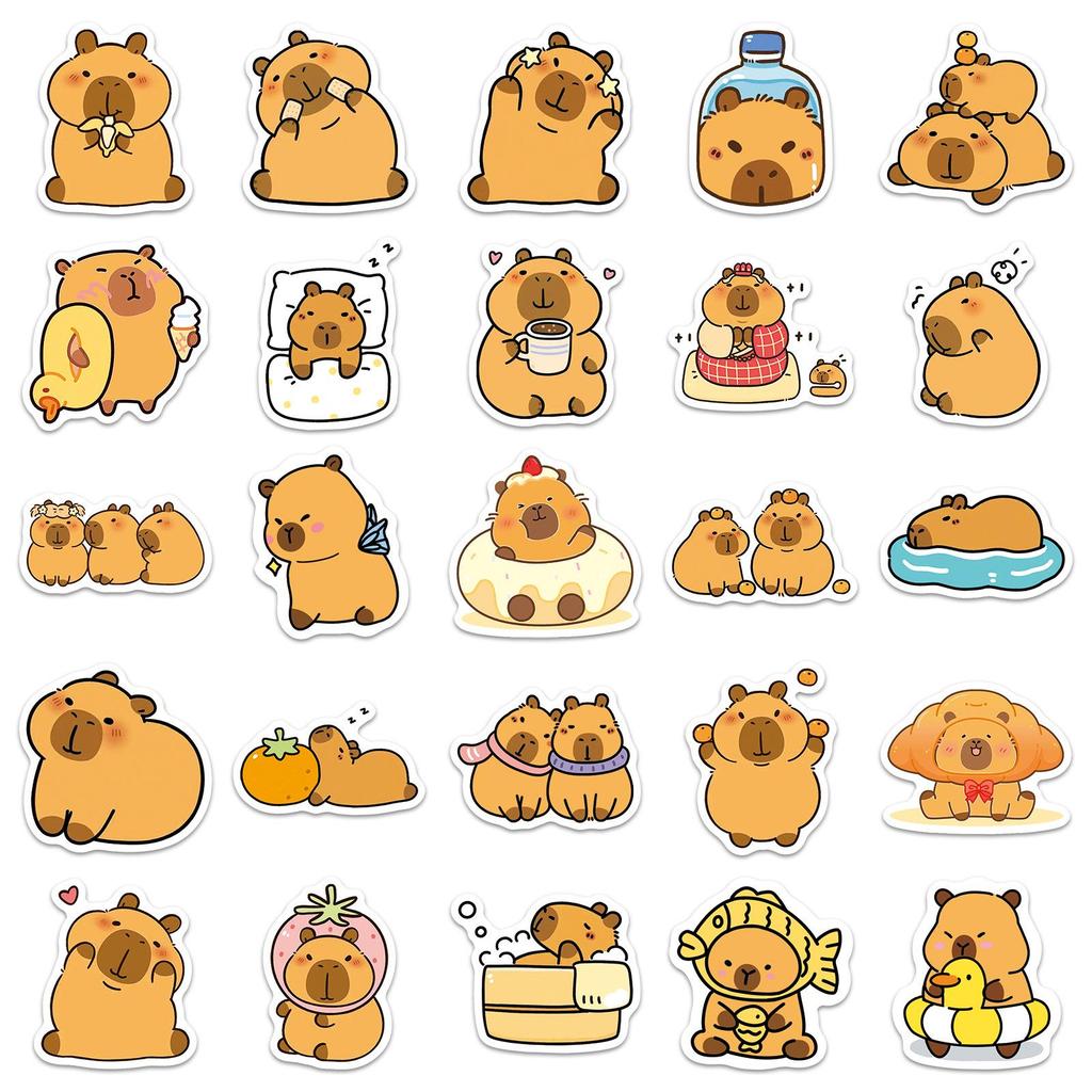 50 Capybara Graffiti-Aufkleber: Kreative Tierdesigns für Laptops, Trinkbecher, Kühlschränke, Gitarren, Helme und mehr