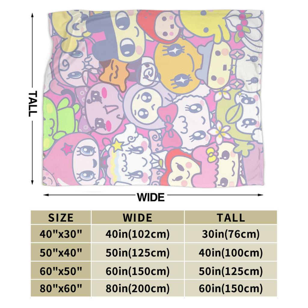 Tamagotchis Cartoon Blanket Velvet Electronic Pets Portable Super Soft Throw Blankets for Home Outdoor Plush Thin Quilt