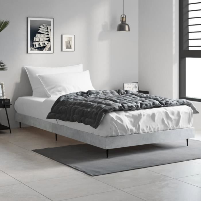 VidaXL Cadre de lit gris béton 90x200 cm bois d'ingénierie 832273