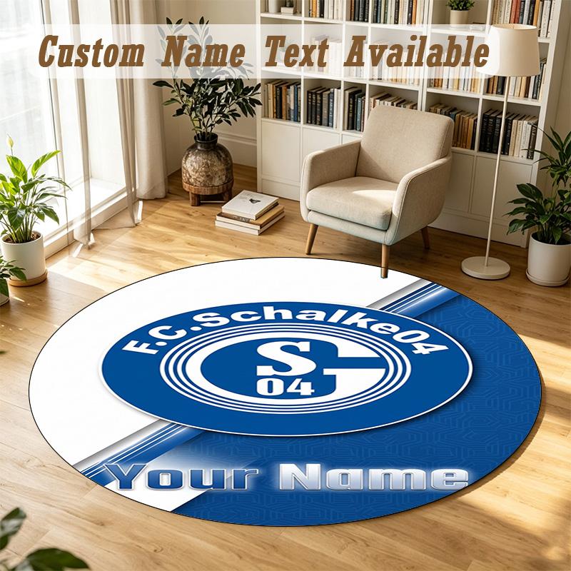 Round Rug Custom NameSchalke 04 FC Pattern Non Slip Carpet Home Floor Decor