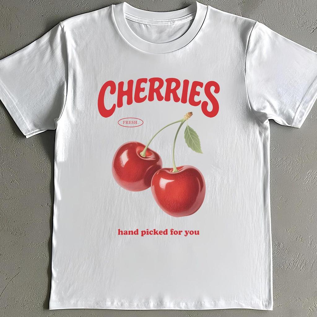 Cherries T-Shirt - Vintage Hand Picked Fruit Graphic Tee