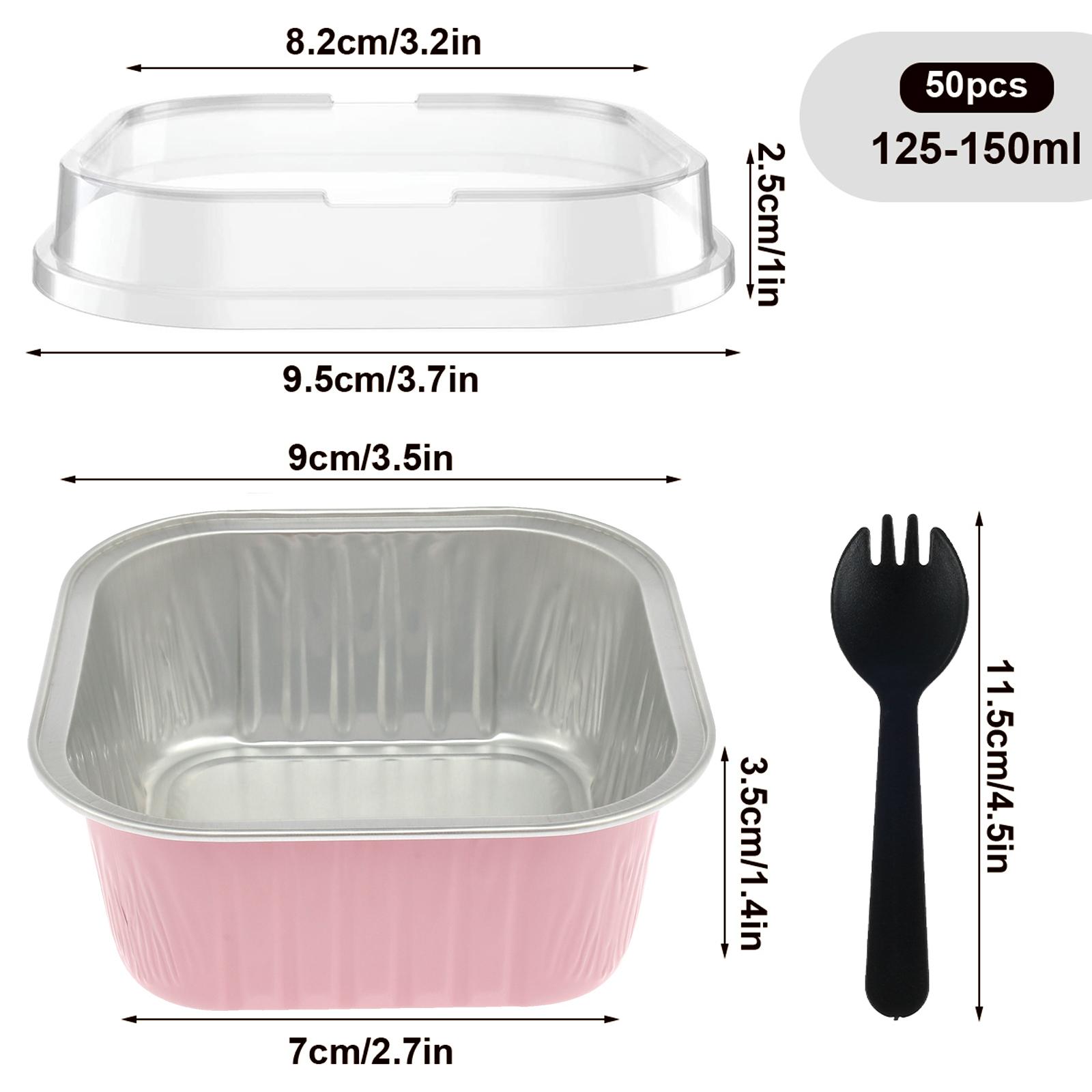 

150Pcs/50sets Loaf Pans with Lids and Spoons Rectangle Aluminum Foil Baking Pans With Sticker Mini Bread Containers Muffin Tins