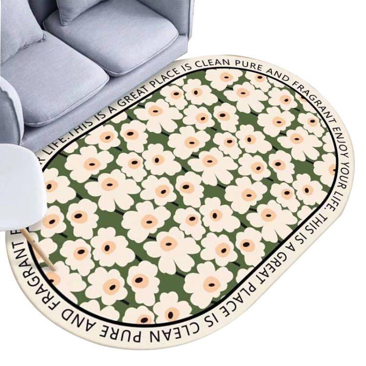 Oval Crystal Velvet Carpet for Living Room, Bedroom, and Coffee Table
