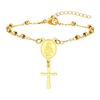 Fashion Stainless Steel Bead Chain Notre Dame Cross Bracelet Women 2234