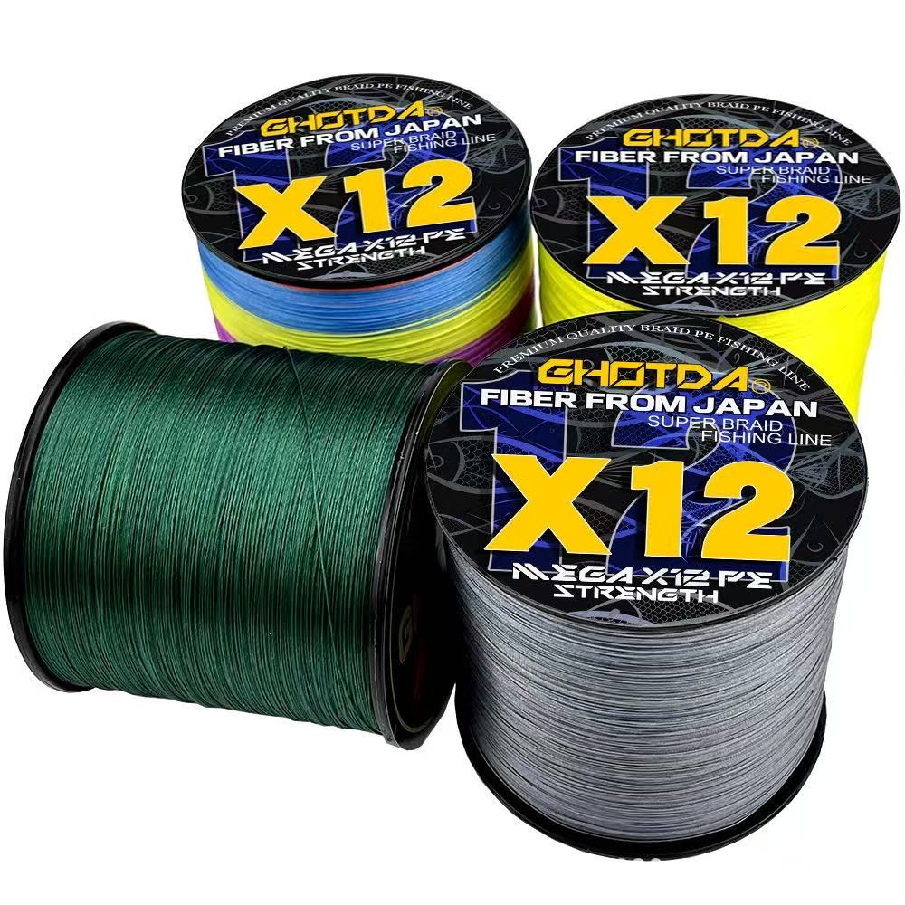Filo da Pesca Intrecciato di Alta Qualità a 12 Fili 300m Super Resistente all'Abrasione Filo da Pesca in PE Filo Intrecciato Super Liscio