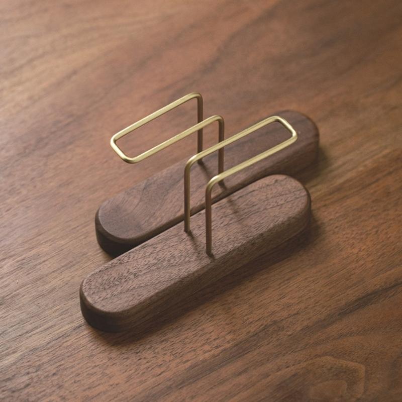 Wooden Filter Paper Rack Fan Shape Filtering Papers Holder Coffee Ornament Storage Box Walnut Desktop Decoration