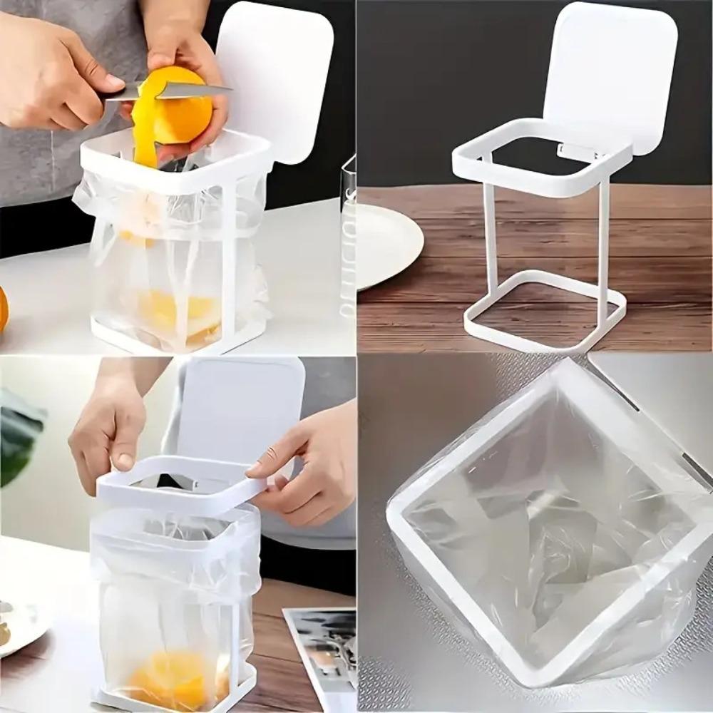 Mini Trash Can Holder Portable Food Waste Trash Bag Holder Foldable Plastic Garbage Bag Support  for Home Kitchen Desktop Office