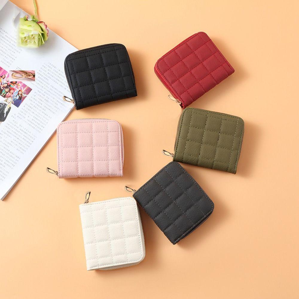 Fashion PVC Nylon Women Short Wallet Zipper Design Solid Color Coin Purse Large Capacity Card Bag Holder Women Men