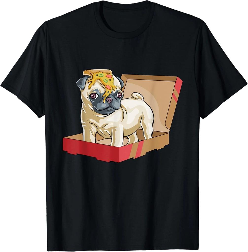 Pug Shirt Dog Puppy Funny Slice Gift Lover Cute Pizza Box Gift Unisex T-Shirt